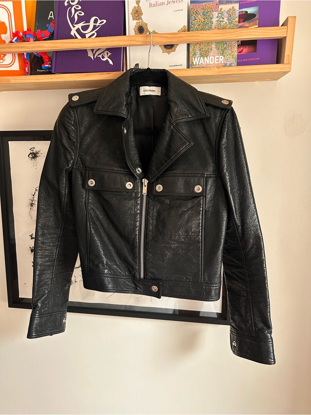 Courrèges Black Cropped Moto Jacket – Size 36